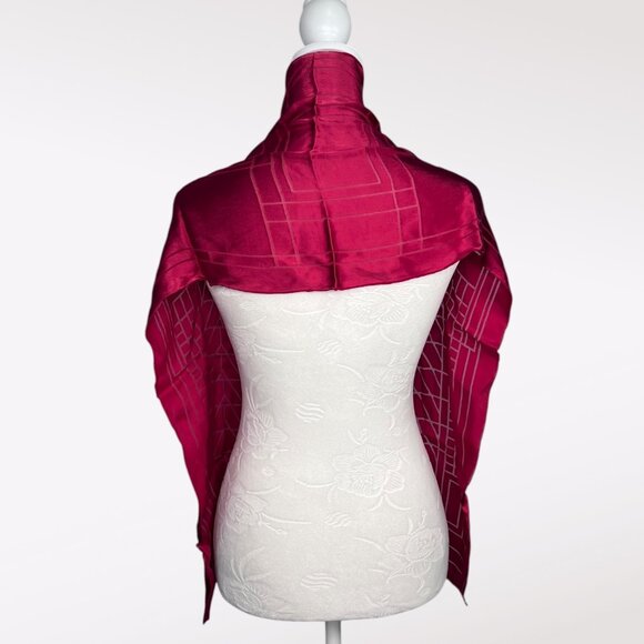 Frank Lloyd Wright MoMA Red Satin Burnout Scarf Silk Blend Rectangle - Picture 5 of 9